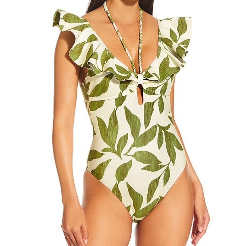 Antonio Melani x M.G. Ravello Ruffle One Piece Swimsuit, Green Bathing Suit